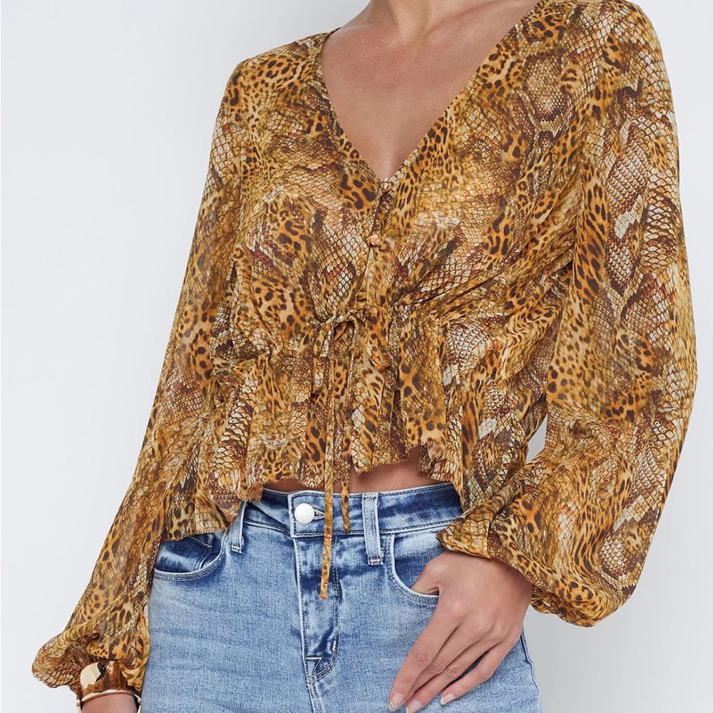 L'Agence Pixie Drawstring Blouse Sz s/p